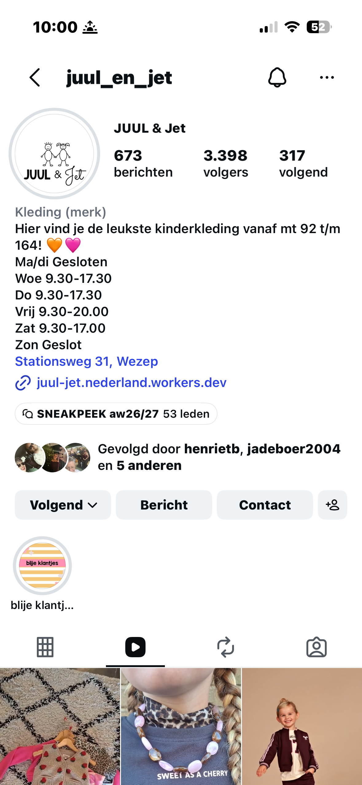 Actueel Instagram-profiel van Juul & Jet